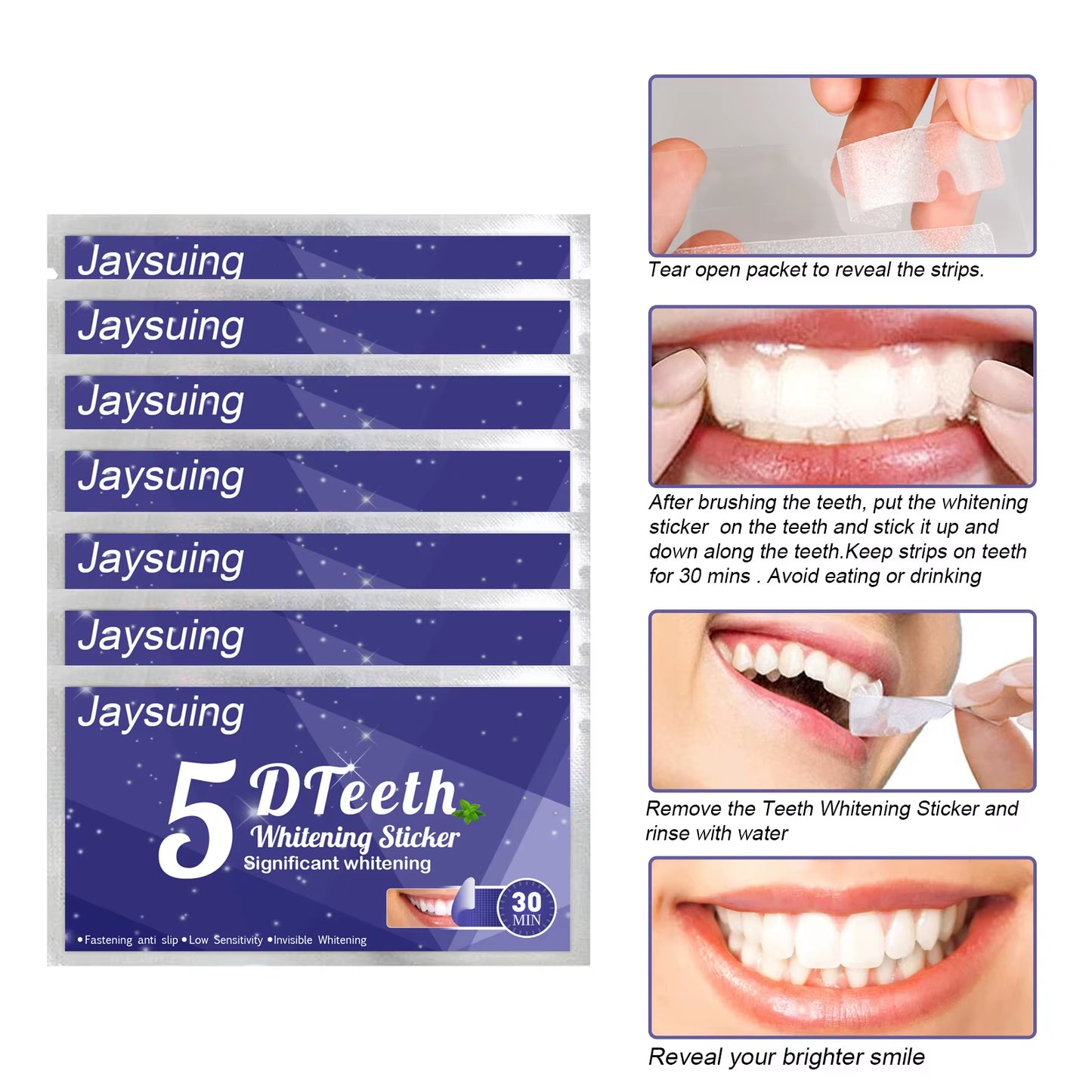 5D Whitening Teeth Stickers 7/14 Pairs Gel Whitening Strips Stain Removal Oral Hygiene Care Strip Dental Bleaching Tools Teeth