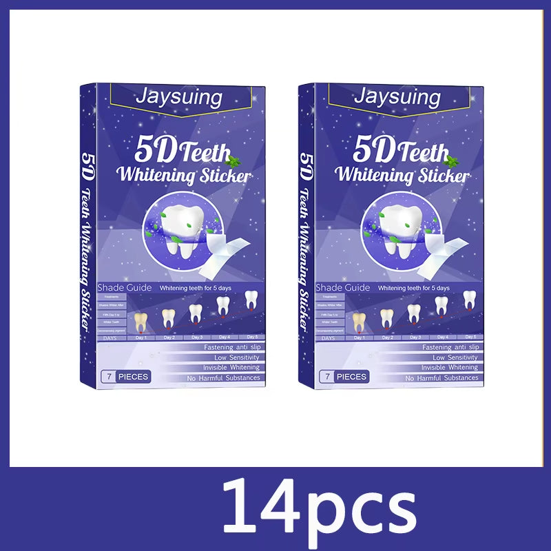 5D Whitening Teeth Stickers 7/14 Pairs Gel Whitening Strips Stain Removal Oral Hygiene Care Strip Dental Bleaching Tools Teeth