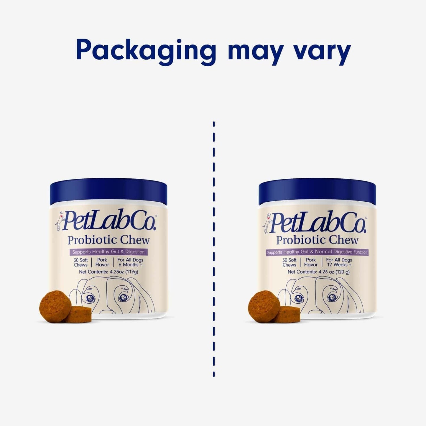 Probiotics for Dogs, Support Gut Health, Occasional Diarrhea, Digestive Health & Seasonal Allergies - Pork Flavor - 30 Soft Chews - Packaging May Vary