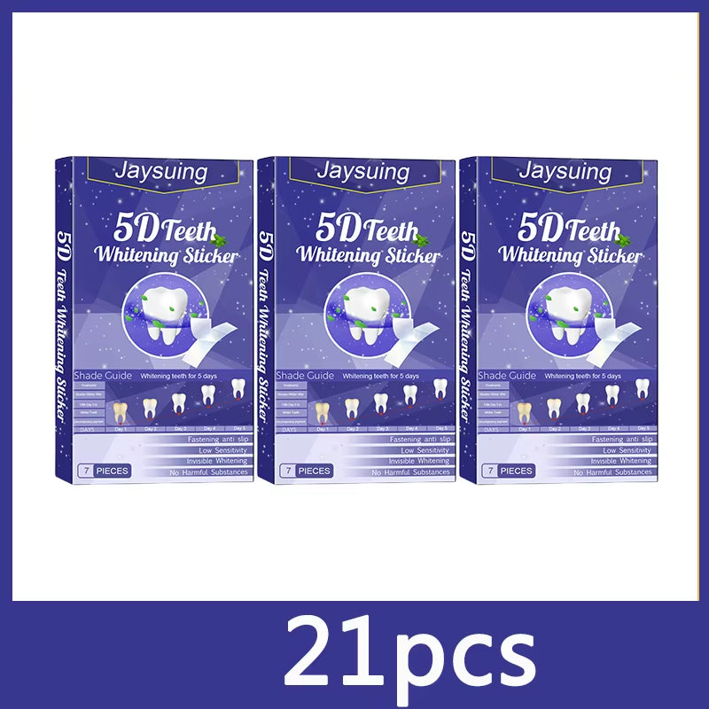 5D Whitening Teeth Stickers 7/14 Pairs Gel Whitening Strips Stain Removal Oral Hygiene Care Strip Dental Bleaching Tools Teeth